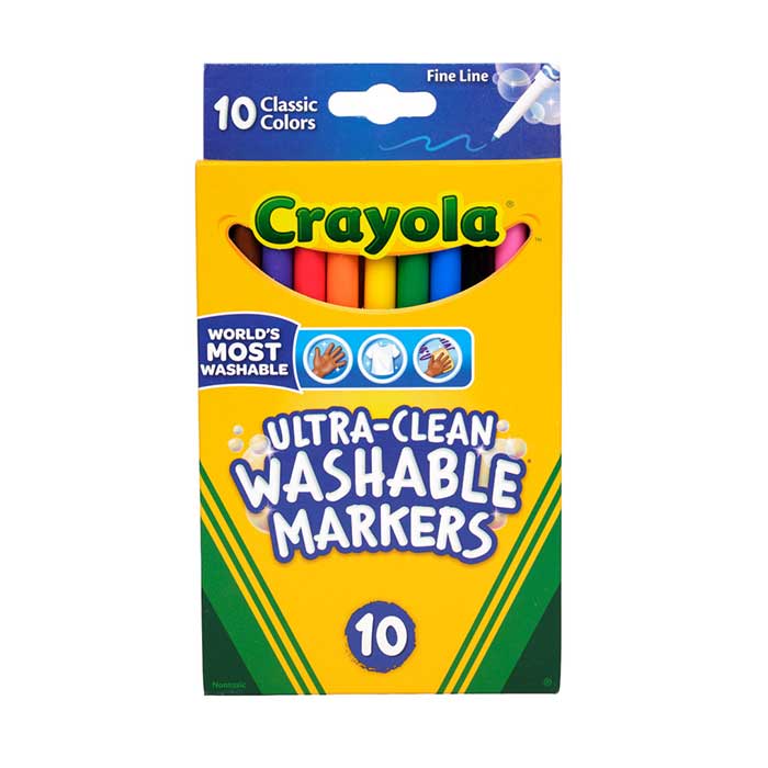 Ultra-clean markers, fine line, classic colors, 10 count. front view.