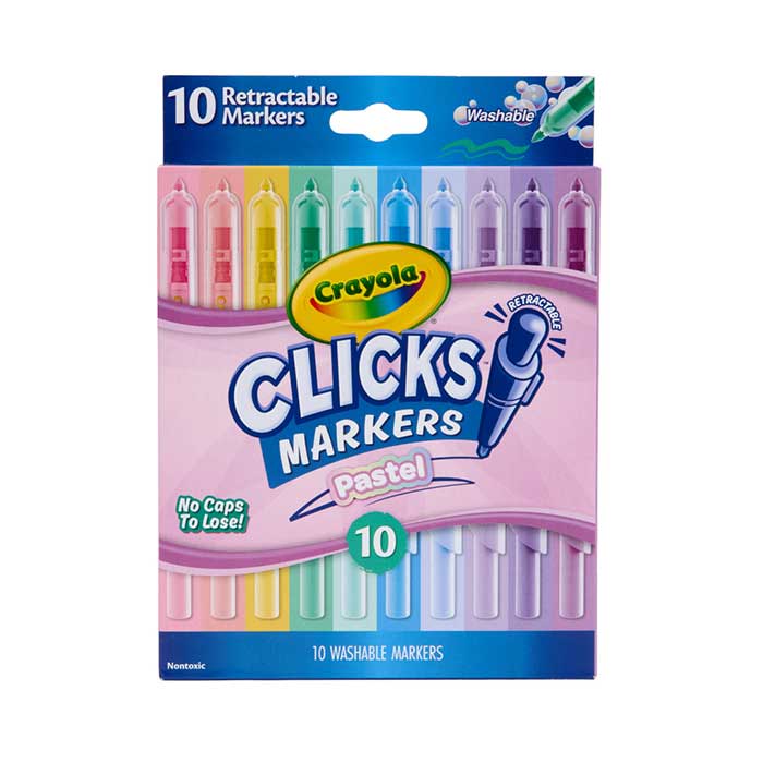 Clicks Retractable Markers, Pastel, 10 Count front view.