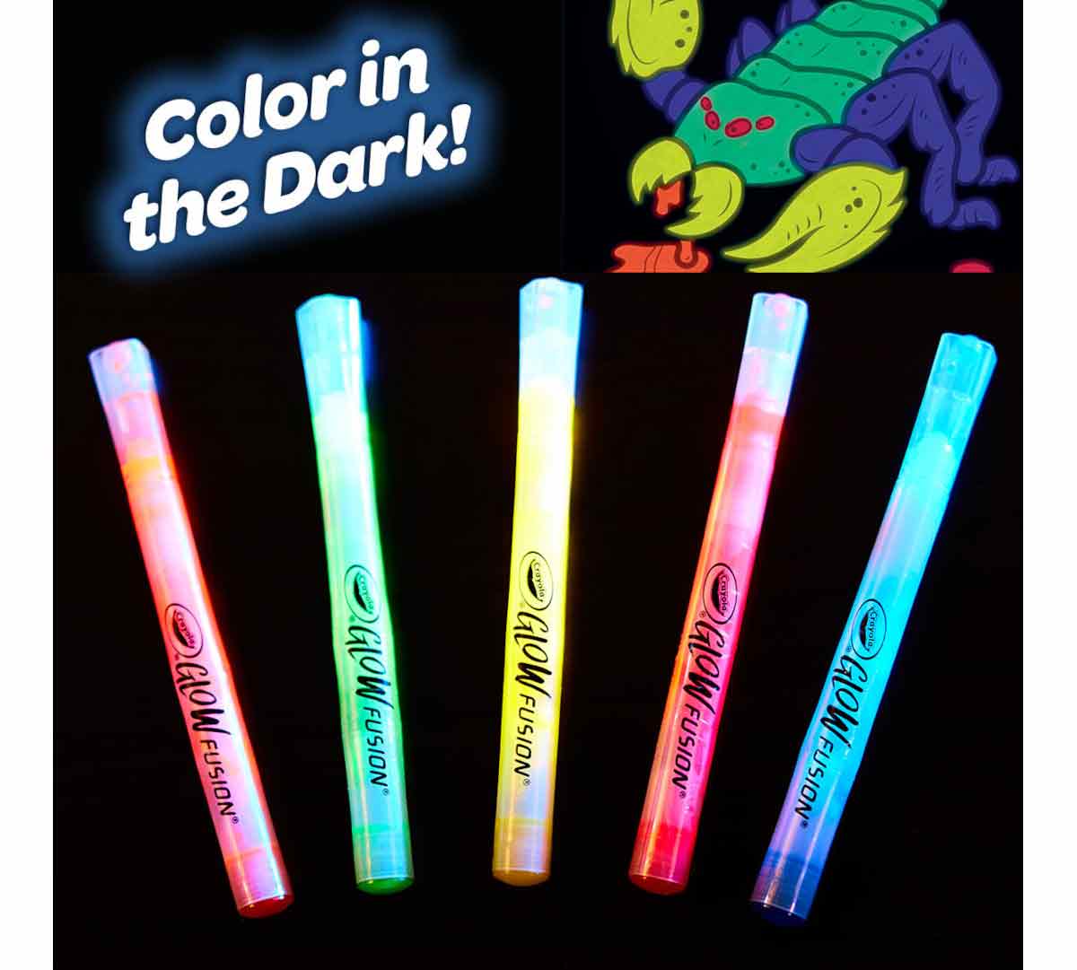 Monsters and Aliens Glow Fusion Coloring Set. Color in the dark!