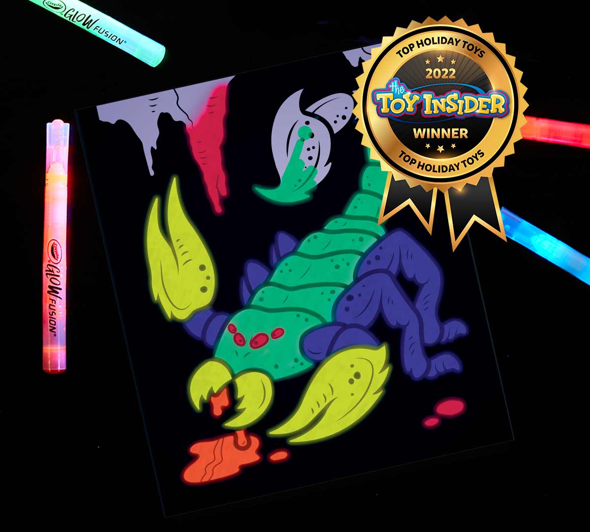 Monsters and Aliens Glow Fusion Coloring Set with Toy Insider Award seal for 2022