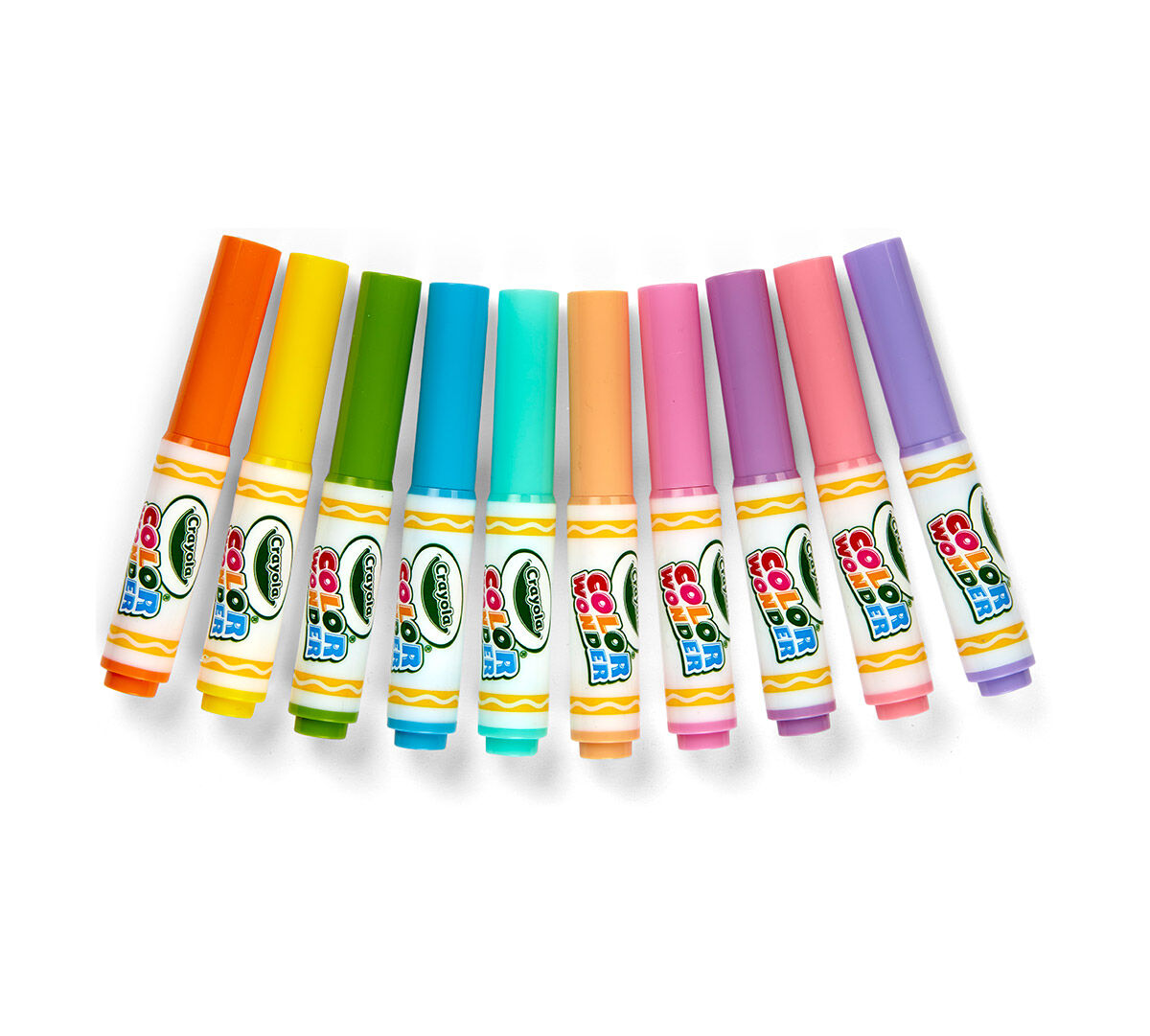 Color Wonder Mess Free Mini Markers, Pastel colors, 10 count. contents.