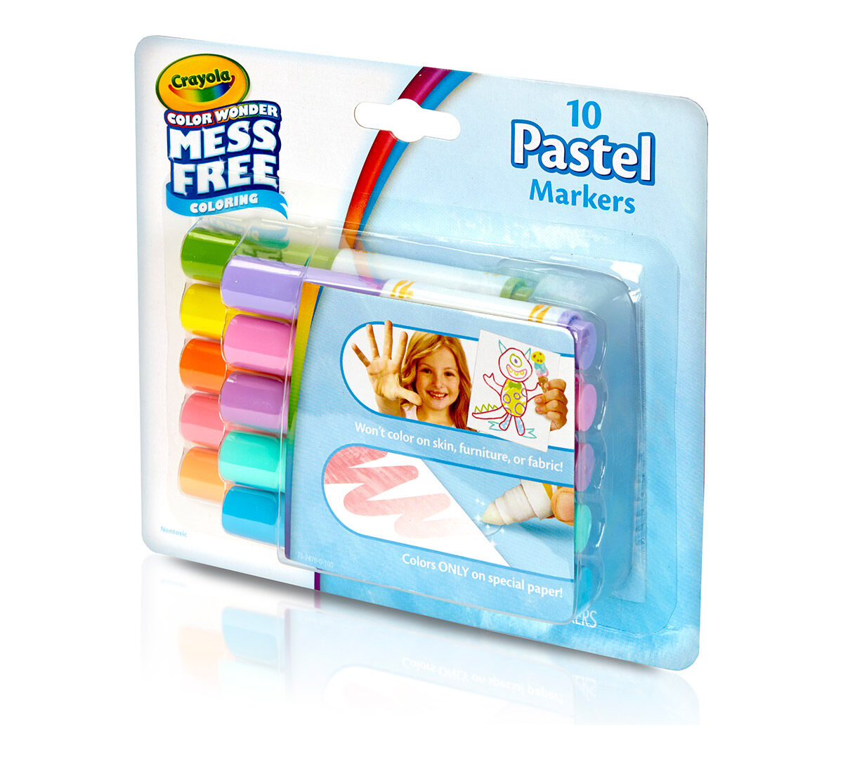 Color Wonder Mess Free Mini Markers, Pastel colors, 10 count. right side view.