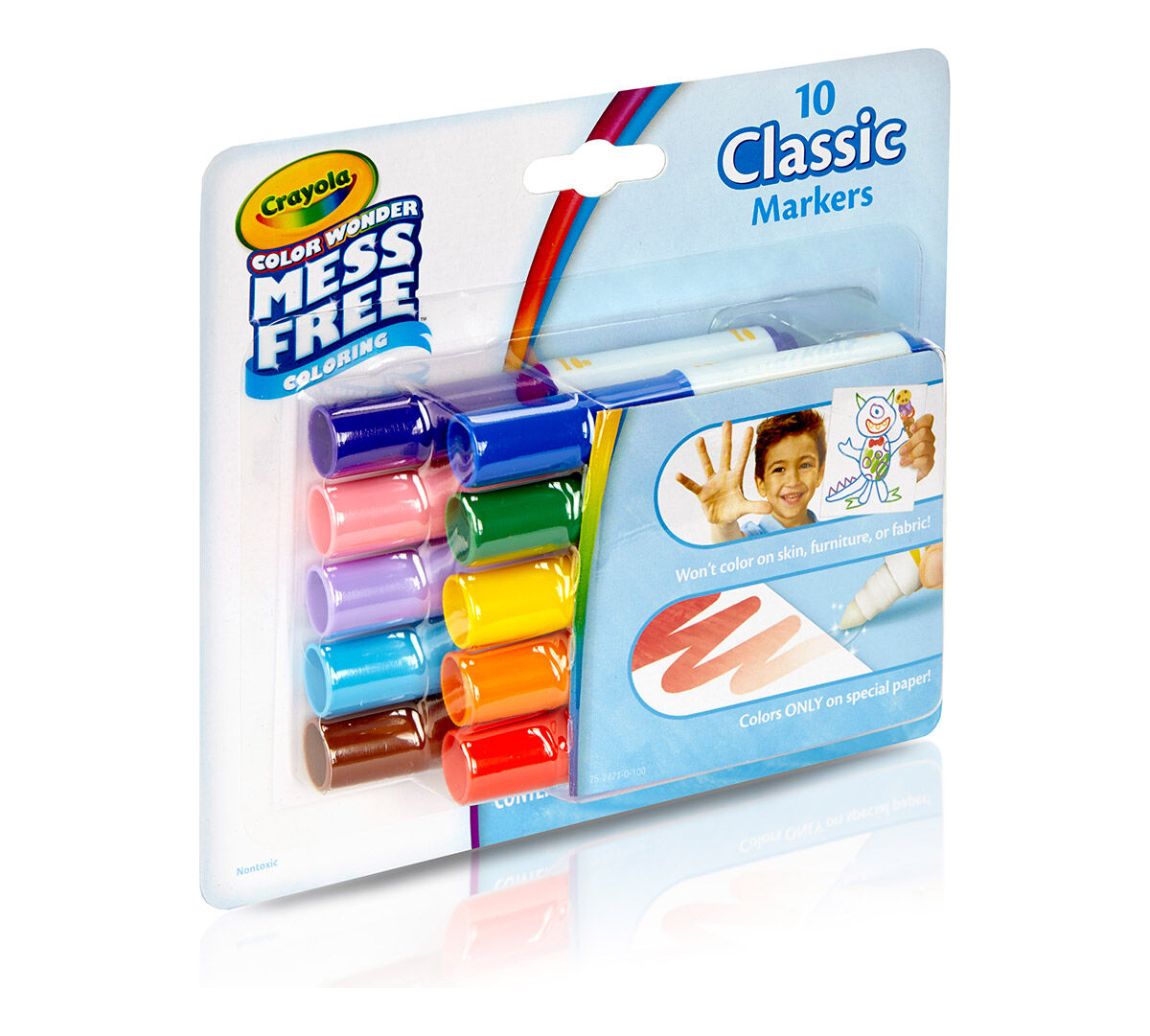 Color Wonder Mess Free Mini Markers, classic colors, 10 count. left side view.