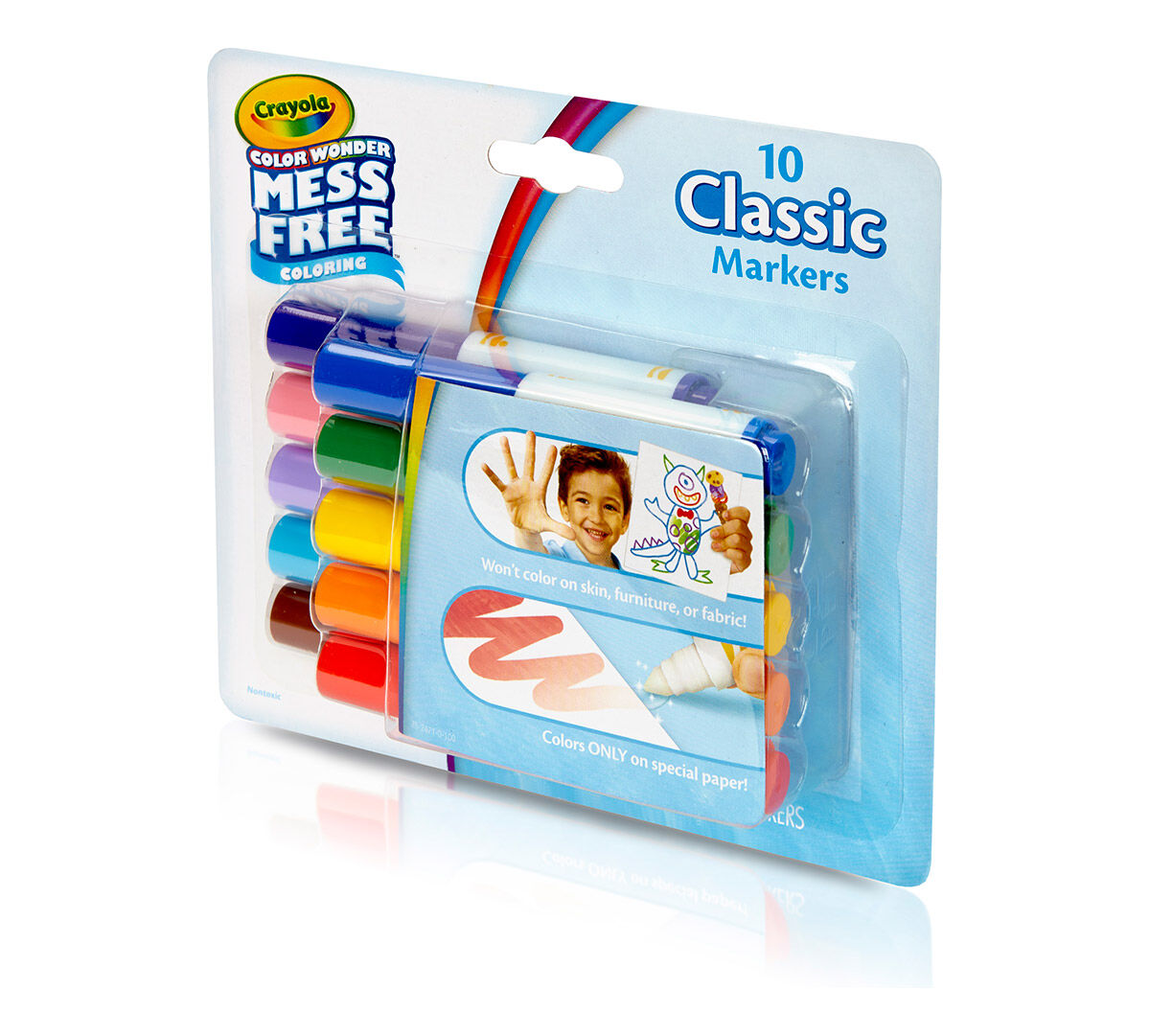 Color Wonder Mess Free Mini Markers, classic colors, 10 count. right side view.