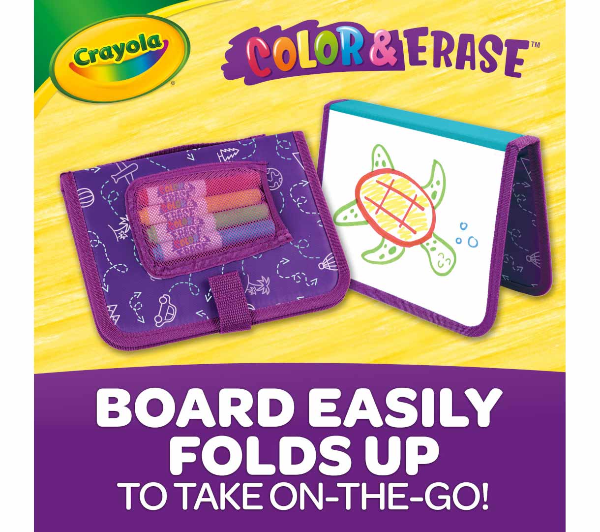Color and Erase Reusable Travel Board. Board easily folds up to take on-the-go!