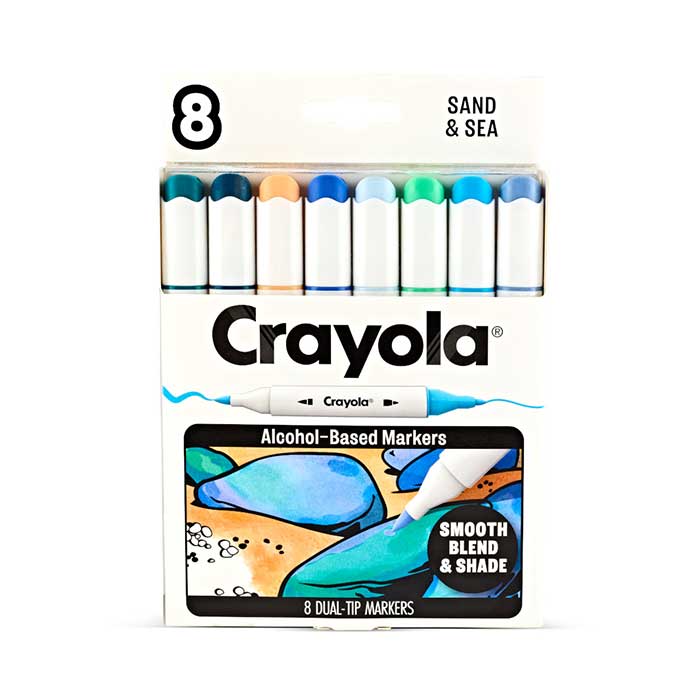 Crayola Color Collections Dual-Tip Alcohol-Based Markers, Sand & Sea - 8ct front view.