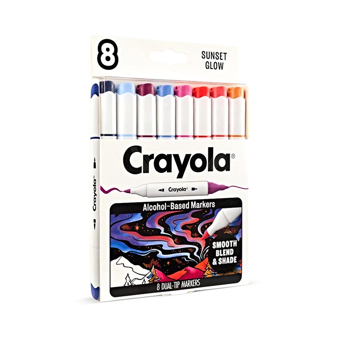 Crayola Color Collections Dual-Tip Alcohol-Based Markers - Sunset Glow (8ct) left-side view.