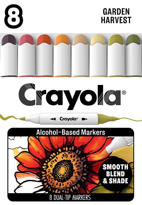 Crayola Color Collections Dual-Tip Alcohol-Based Markers, Garden Harvest - 8ct front view.