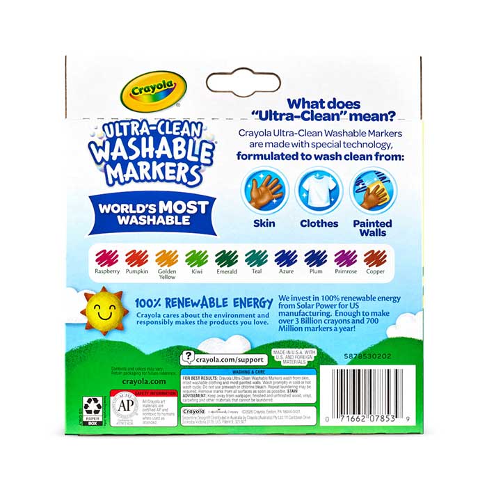 Ultra-clean markers, broad line, bold, 10 count.  back view.