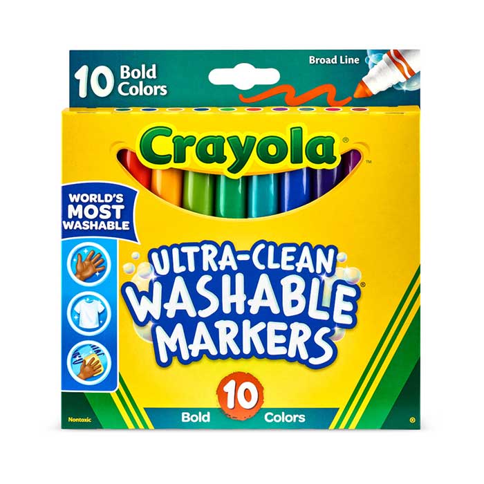 Ultra-clean markers, broad line, bold, 10 count. front view.