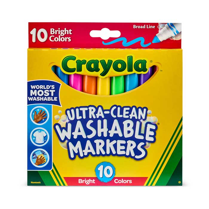 Ultra-clean markers, broad line, bright, 10 count. front view.