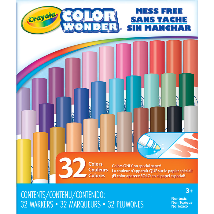 Color Wonder Mess Free Markers, 32 count front view.