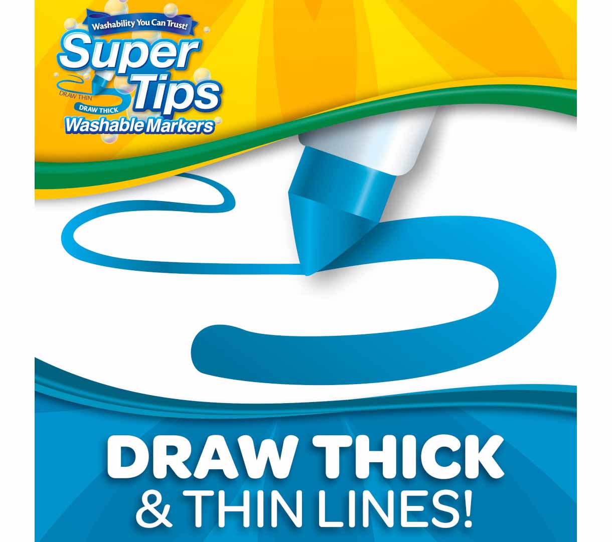 100 count super ttips washable markers with 20 count silly scents smash ups markers. Draw thick and thin lines!