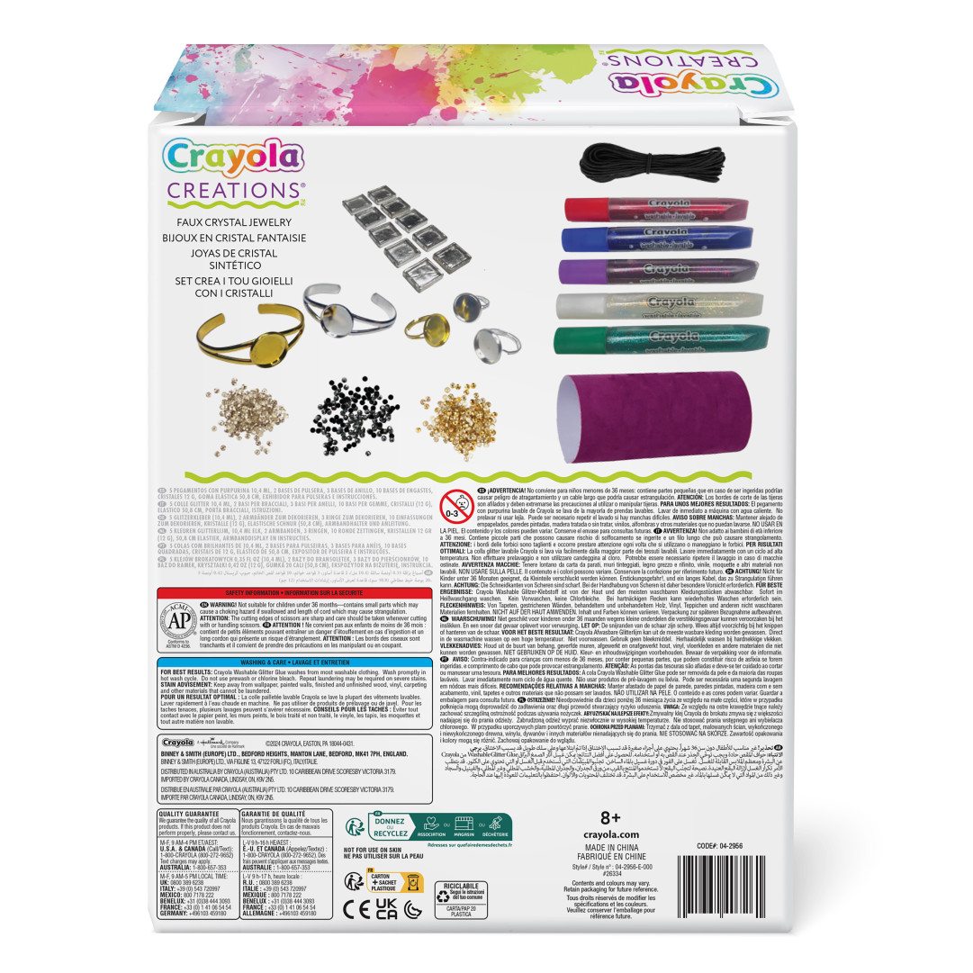 Crayola® Creations® - Faux Crystal Jewelry Kit Back view.