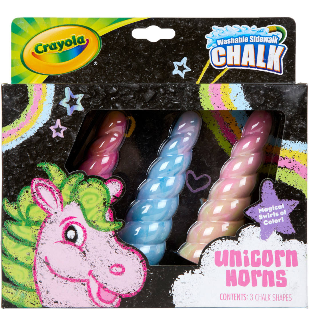 3 Washable Sidewalk Chalk - Unicorn Rainbow Front view