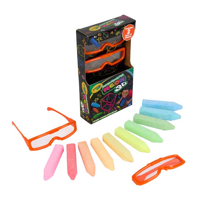 Washable Sidewalk Chalk, Neon 3D packaging and contents.