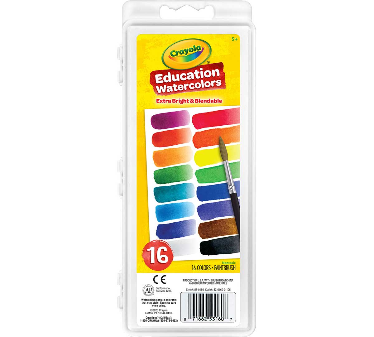 Watercolor Paints  16 count front view