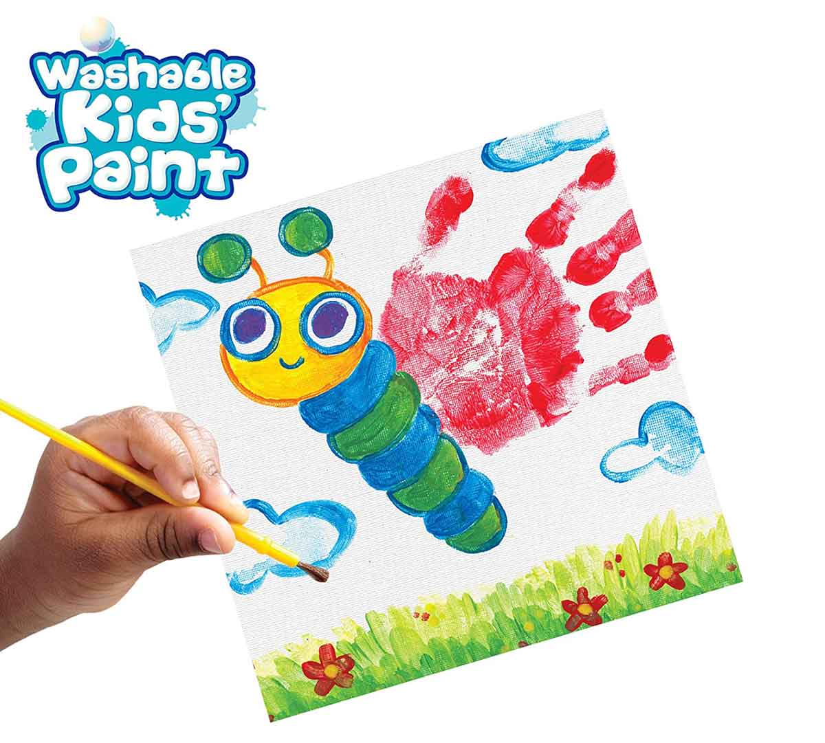 Washable Paint Pots with Brush  18 Count
