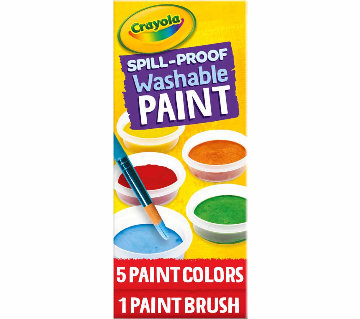 Spill Proof Washable Paint  5 count. 5 paint colors and 1 paint brush.