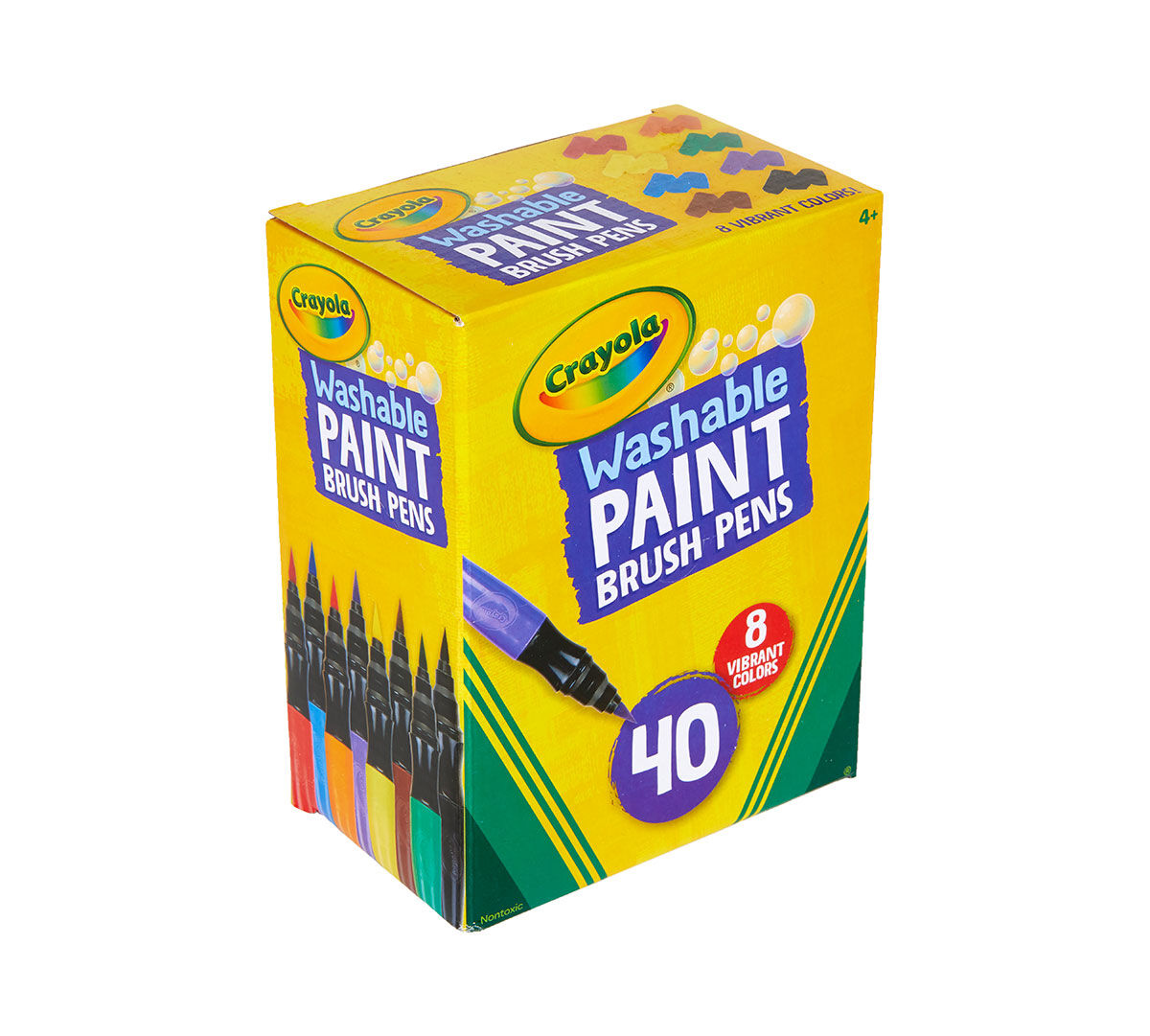 No Drip paint brush pens, 40 count, 8 colors. left side view.