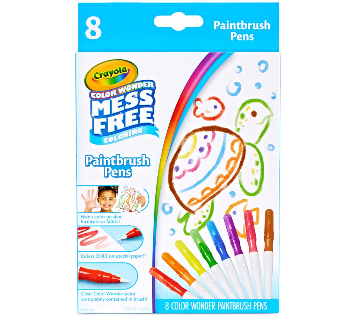 Color Wonder Mess Free Paintbrush Pens  8 count. Front view.