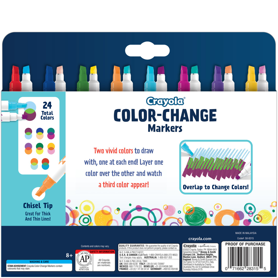 Crayola® Design & Draw - 8 Color-Change Markers Back view