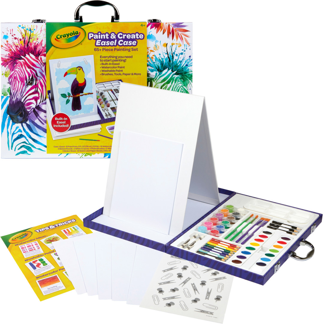 Crayola® Paint & Create Easel Case packaging and contents.