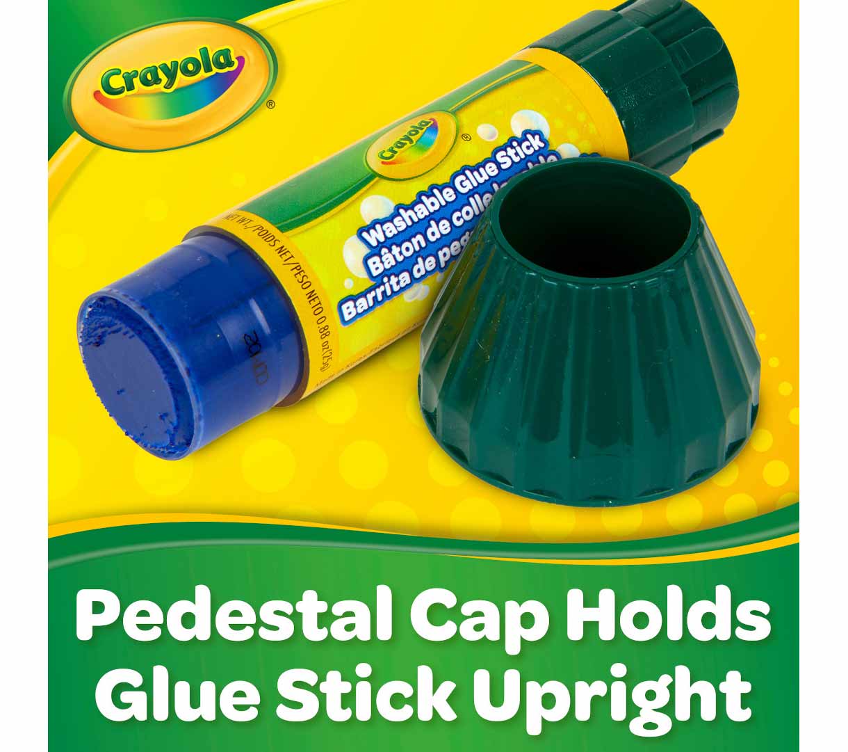 Glue Sticks (Bulk Pack)  12 per box. Pedestal cap holds glue stick upright.