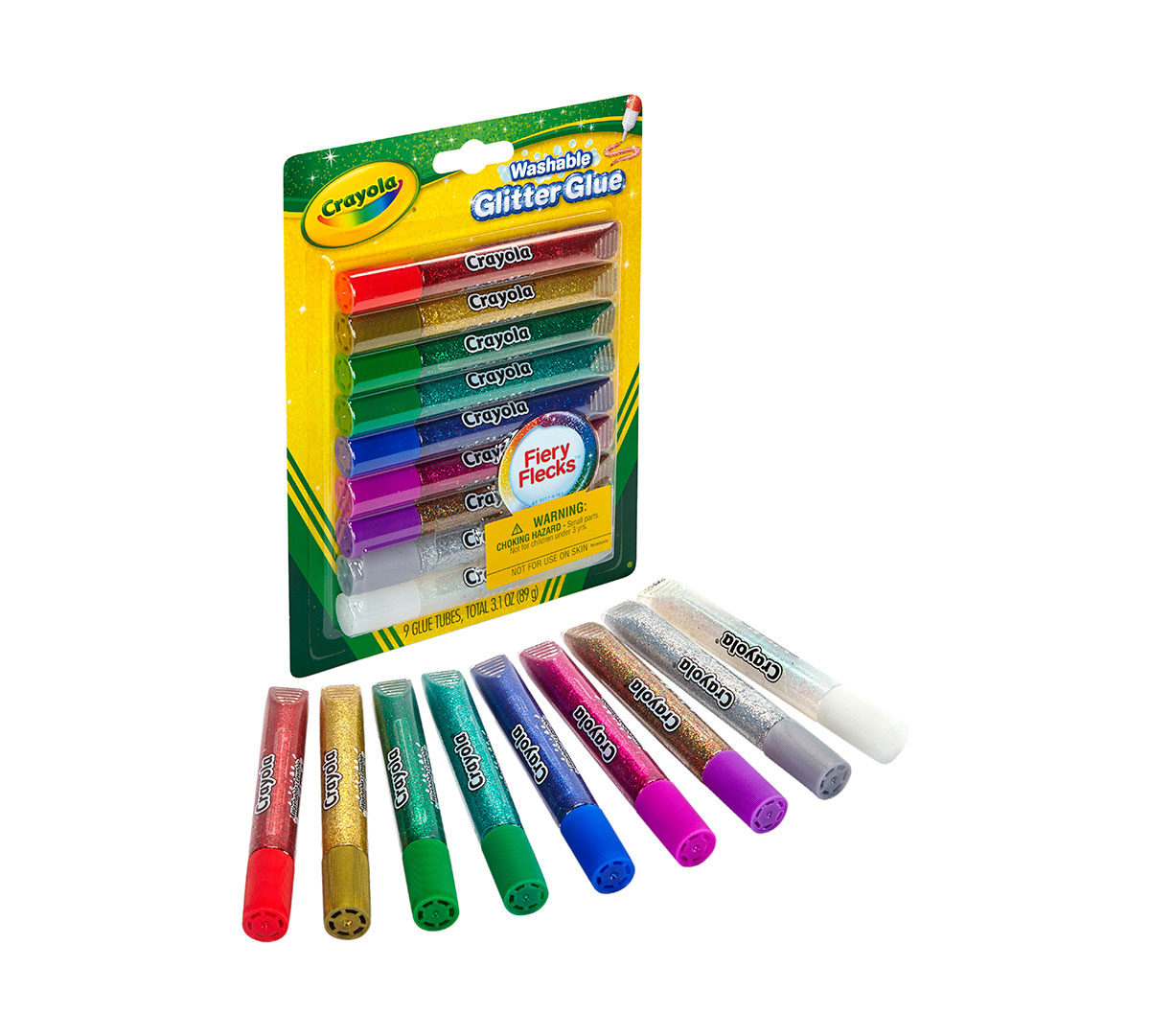Washable Glitter Glue Fiery Flecks 9 count