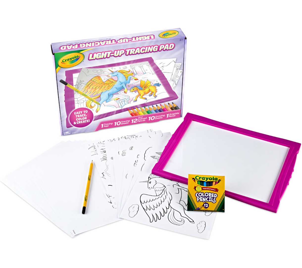 Light Up Tracing Pad  Pink Contents out of box with front of box displayed