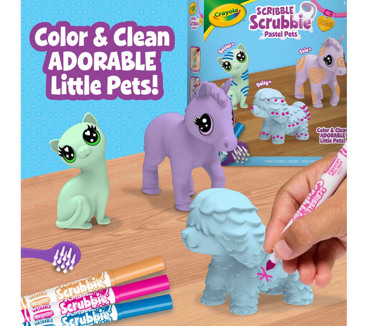 Scribble Scrubbie Pastel Pets. Color and Clean adorable little pets.