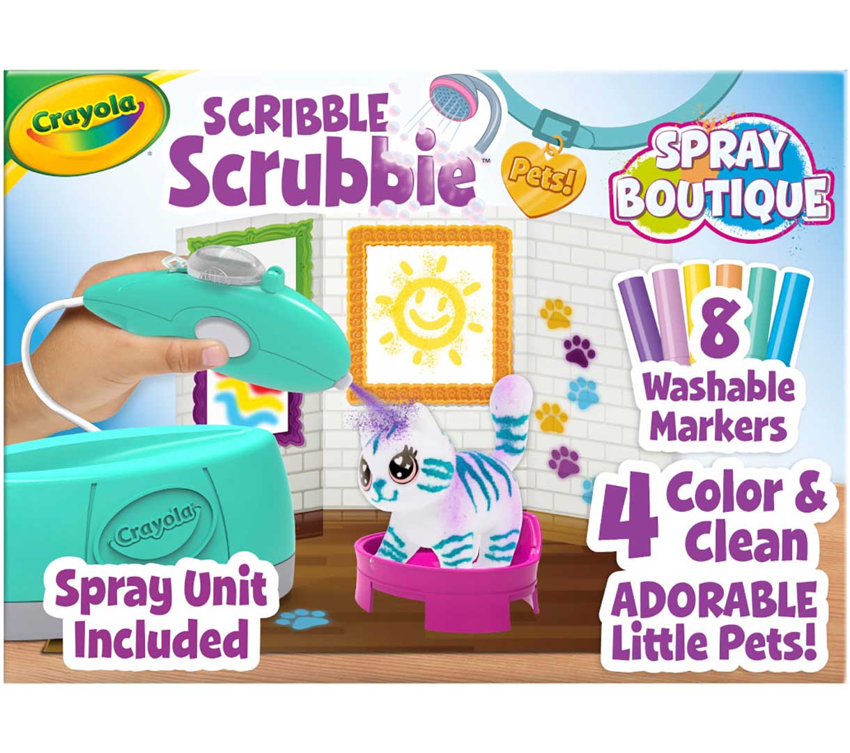 Scribble Scrubbie Pet Spray Boutique. 8 washable markers  4 colro & clean adorable little pets! Spray unit included.