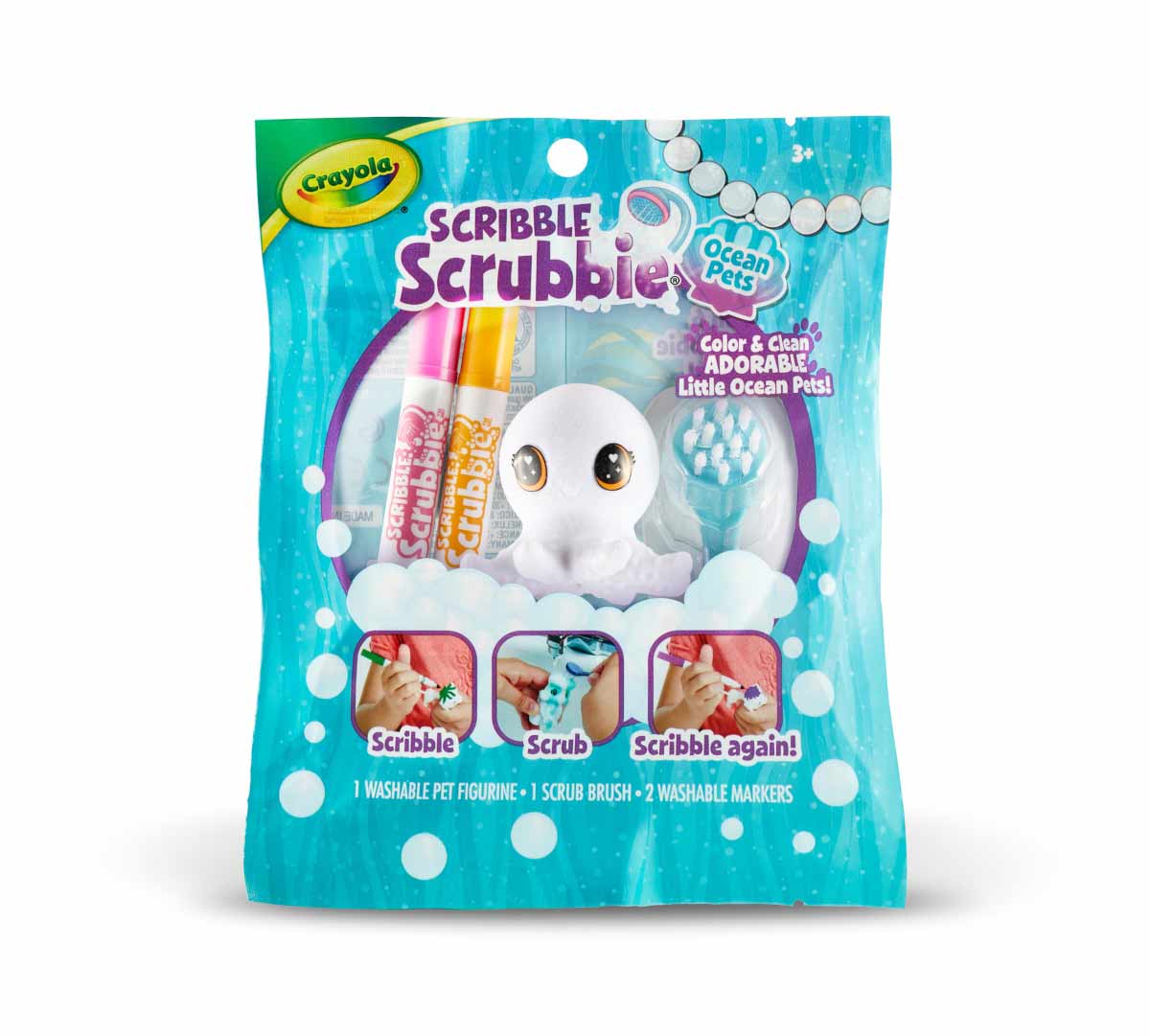 Scribble Scrubbie Ocean Animal  1 count Ollie front view