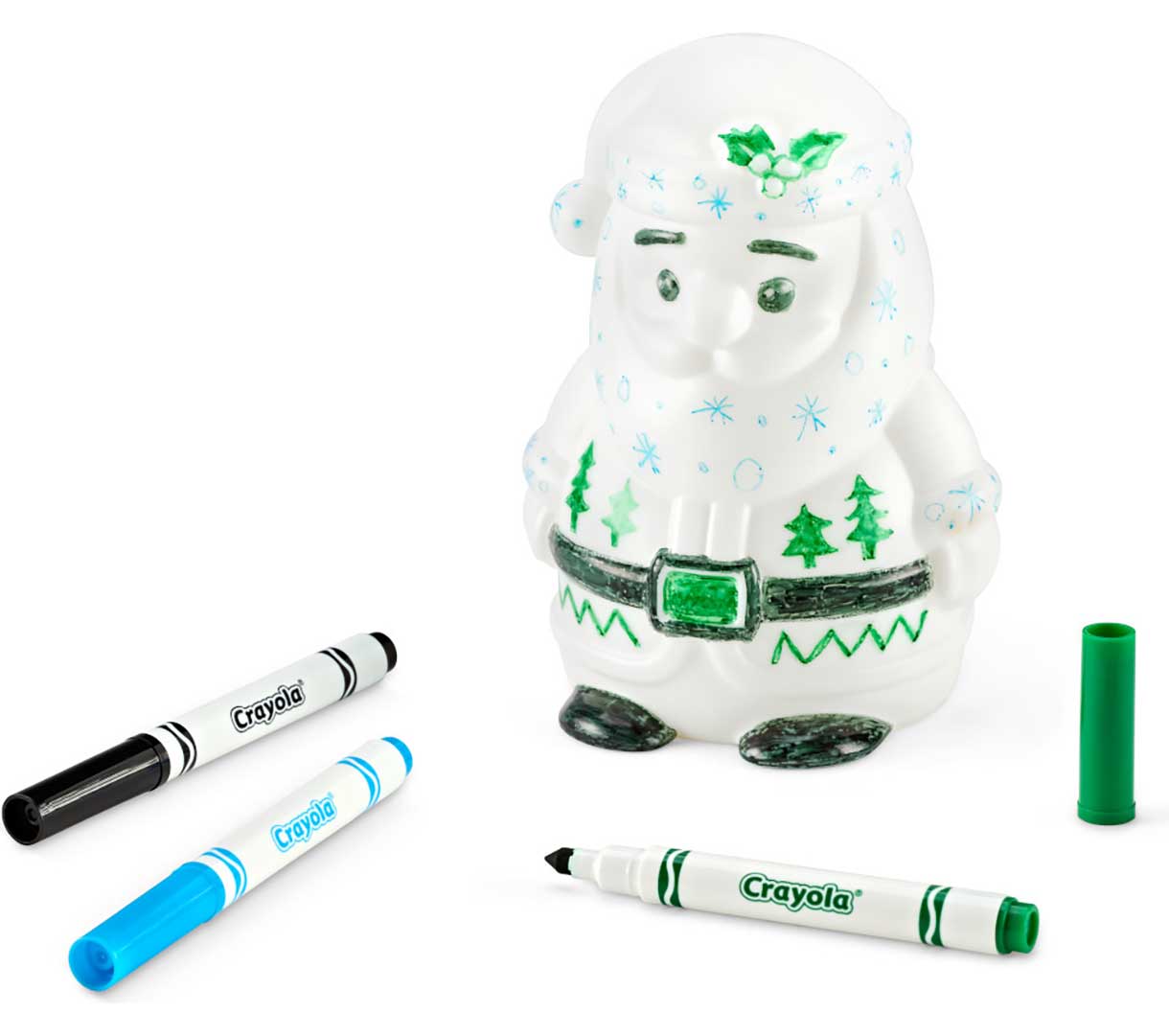 Light-Ups  Santa contents. Partially colored Santa with washable markers.