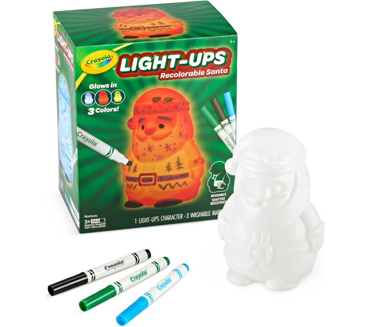 Light-Ups  Santa packaging and contents.