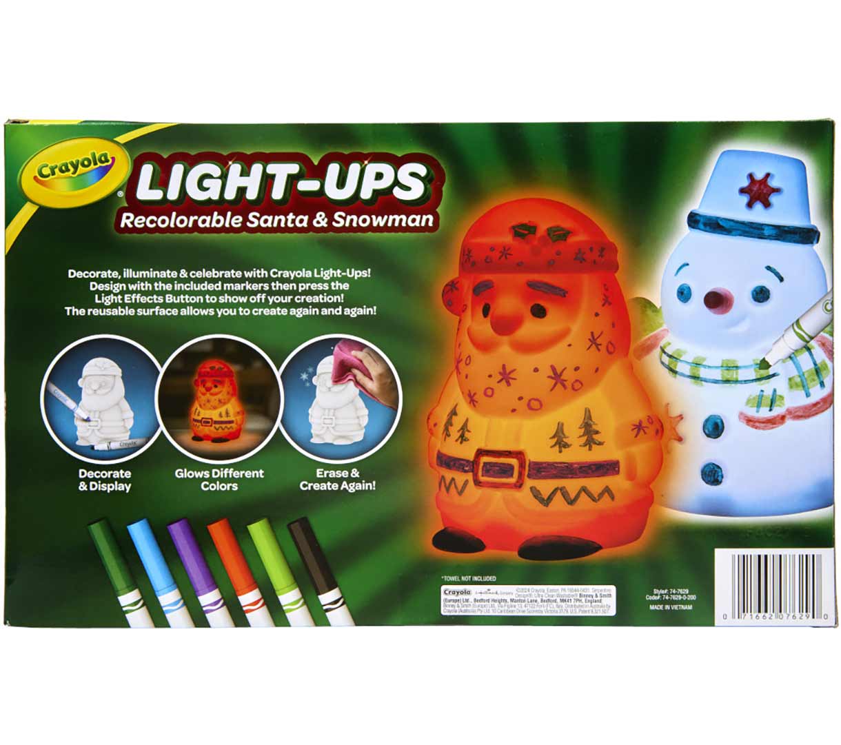 Light-Ups Santa and Snowman Bundle back view