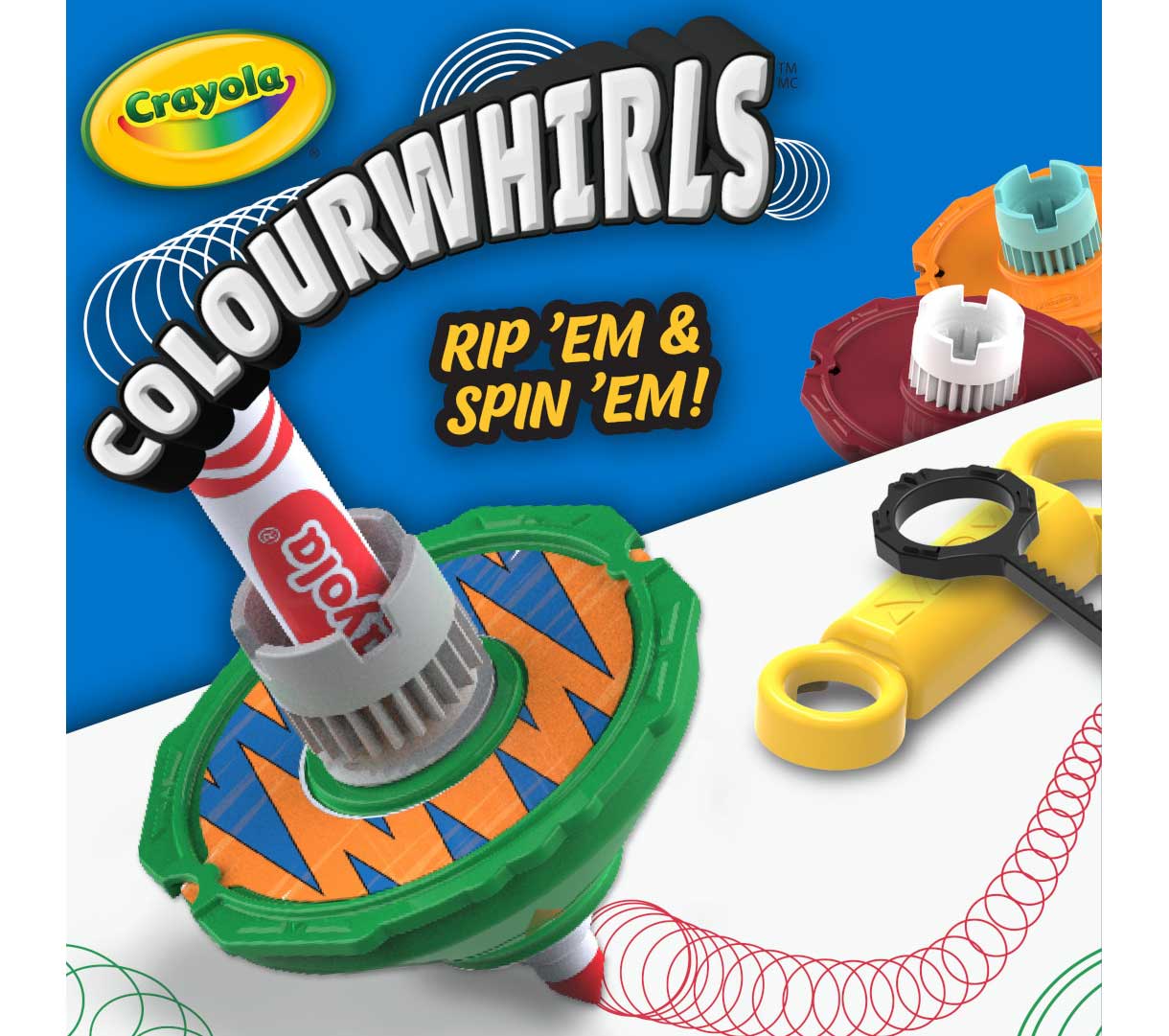 crayola colourwhirls 1 count. Rip 'em & spin 'em!