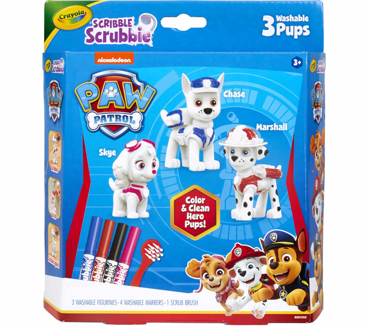 Scribble Scrubbie Paw Patrol  3 count front view.