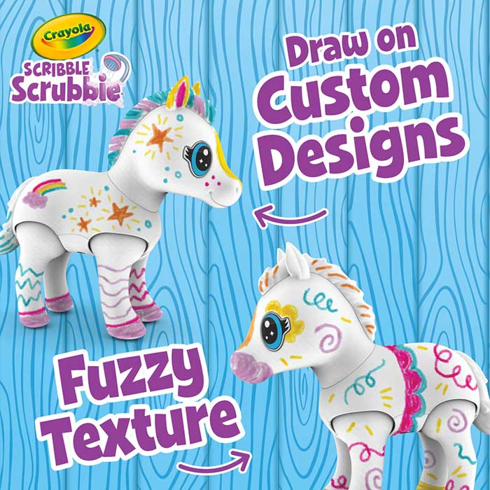 Scribble Scrubbie Jumbo Pet, Big Evie. Draw on custom designs. Fuzzy texture.