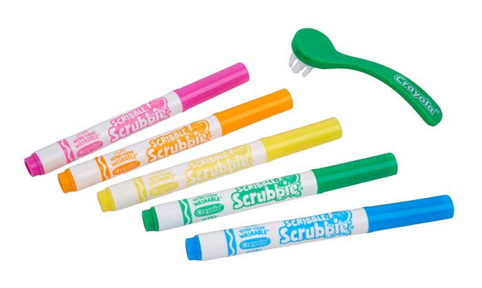 Scribble Scrubbie Jumbo Pet, Rory the Dino markers and scrub brush.