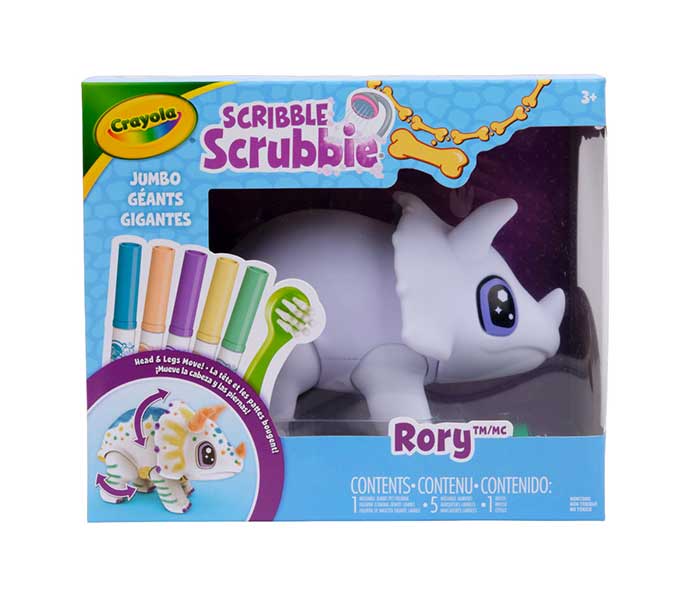 Scribble Scrubbie Jumbo Pet, Rory the Dino front view.
