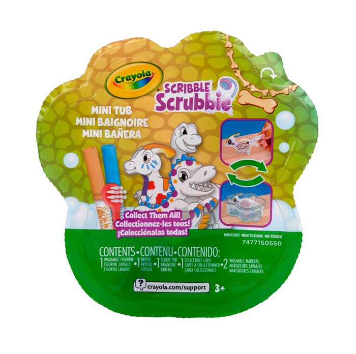 Scribble Scrubbie Dinosaur Mini Tub Set front view.