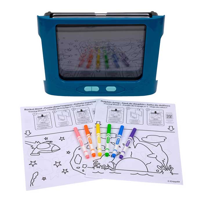 Animated Glow Board, Dual-Screen Drawing Board with Animation packaging and contents.