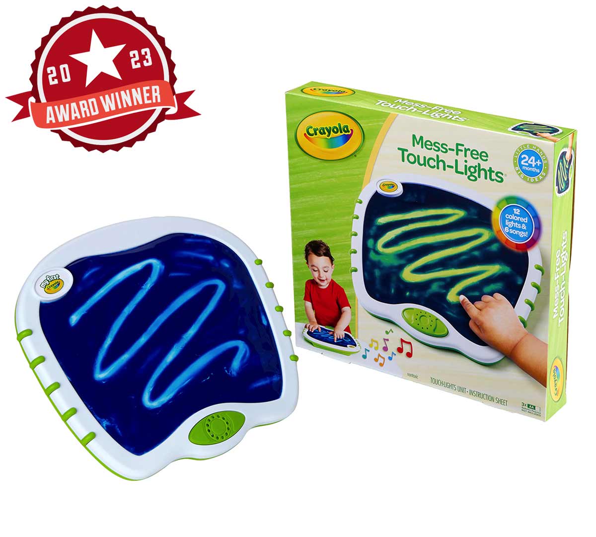 Mess Free Touch Lights with 2023 award winner seal.