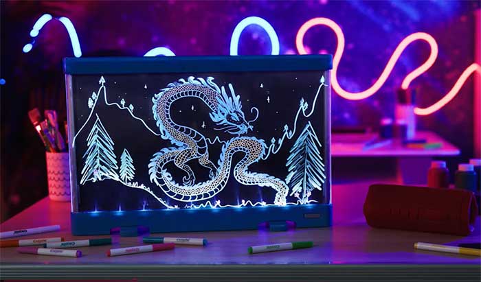 Color Vibe Ultimate light board glowing with a dragon.