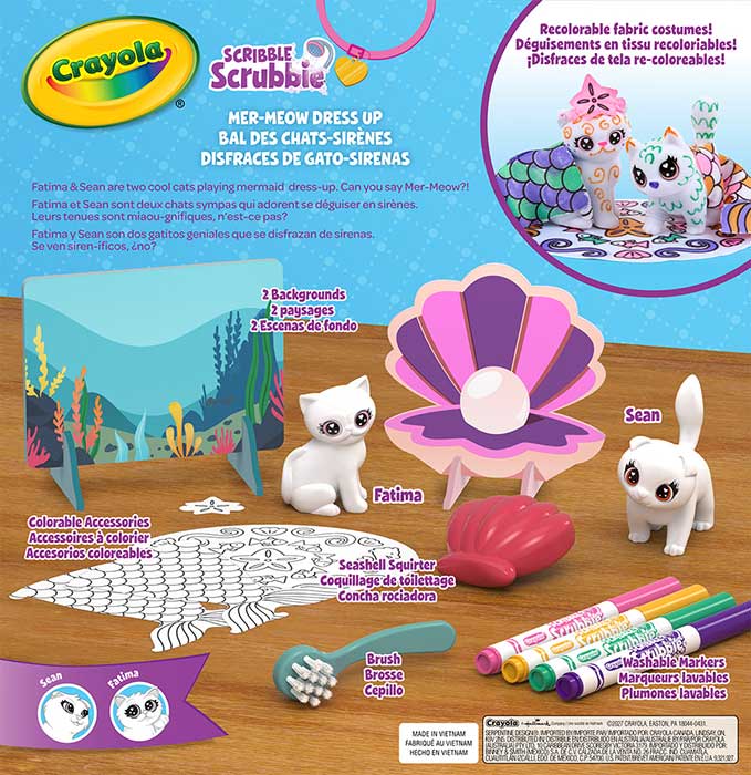 Scribble Scrubbie MerMeow Dress-Up Playset back view.