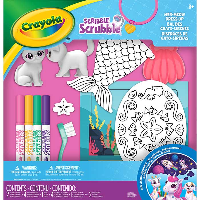 Scribble Scrubbie MerMeow Dress-Up Playset front view.