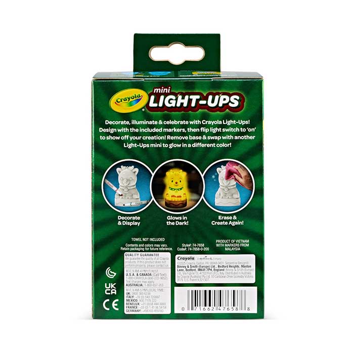 Light-Ups Recolorable Mini Reindeer back view.