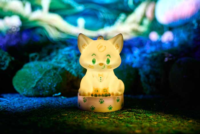 Mini Light-Ups Recolorable Fox. decorated fox glowing with forest background.