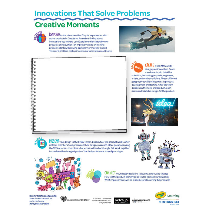 Creative Moments Innovations that solve problems thinking sheet